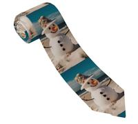 LPSRTWE Cravate classique en soie tissée jacquard pour homme Motif tournesol, Bonhomme de neige sur la plage de sable, taille unique