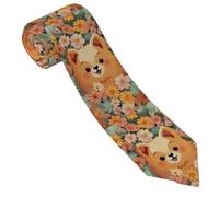 LPSRTWE Cravate classique en soie tissée jacquard pour homme Motif tournesol, Fleurs de dessin animé Poméraniens, taille unique