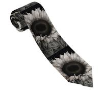 LPSRTWE Cravate classique en soie tissée jacquard pour homme Motif tournesol, Tournesol noir gris, taille unique