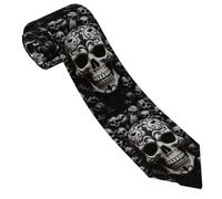 LPSRTWE Cravate fine en soie tissée jacquard pour homme Motif papillon Noir/blanc, Crânes noirs et blancs, taille unique