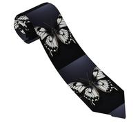 LPSRTWE Cravate fine en soie tissée jacquard pour homme Motif papillon Noir/blanc, Papillon noir et blanc, taille unique