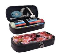 LPSRTWE Garlands Trousse à crayons de grande capacité en cuir avec fermeture éclair pour homme et femme Motif fleurs