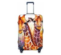LPSRTWE Housse de bagage de voyage anti-rayures - Élastique - Épais - Lavable - Aquarelle - Girafes - Convient aux bagages de 45,7 à 81,3 cm, Noir , M
