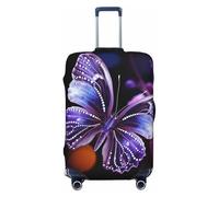 LPSRTWE Housse de bagage de voyage anti-rayures - Élastique - Épais - Lavable - Belle housse de bagage papillon violet - Convient aux bagages de 45,7 à 81,3 cm, Noir , M