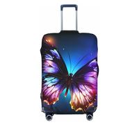LPSRTWE Housse de bagage de voyage anti-rayures - Élastique - Épais - Lavable - Belle housse de valise papillon lumineuse - Convient aux bagages de 45,7 à 81,3 cm, Noir , L
