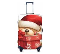 LPSRTWE Housse de bagage de voyage anti-rayures - Élastique - Épais - Lavable - Chapeau de Père Noël - Cadeau et housse de valise Merry Christmas - Convient aux bagages de 45,7 à 81,3 cm, Noir , M