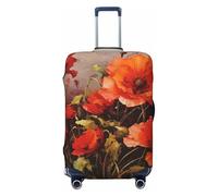LPSRTWE Housse de bagage de voyage anti-rayures - Élastique - Épais - Lavable - Peinture à l'huile - Fleur rouge - Convient aux bagages de 45,7 à 81,3 cm, Noir , S