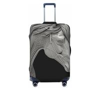 LPSRTWE Housse de bagage de voyage anti-rayures - Élastique - Épais - Lavable - Vue 3D - Pour valise de cheval de 45,7 à 81,3 cm, Noir , M