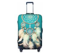 LPSRTWE Housse de bagage de voyage anti-rayures - Housse de protection élastique épaisse - Lavable - Attrape-rêves blanc - Housse de valise à plumes pour bagages de 45,7 à 81,3 cm, Noir , S