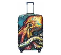 LPSRTWE Housse de bagage de voyage anti-rayures - Housse de protection élastique épaisse - Lavable - Couleur graffiti - Octopus - Convient aux bagages de 45,7 à 81,3 cm, Noir , XL