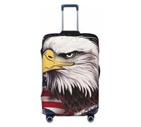 LPSRTWE Housse de bagage de voyage anti-rayures - Housse de protection élastique épaisse - Lavable - Drapeau américain - Aigle à tête blanche - Convient aux bagages de 45,7 à 81,3 cm, Noir , L