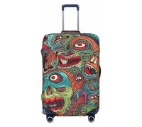 LPSRTWE Housse de bagage de voyage anti-rayures - Housse de protection élastique épaisse - Lavable - Housse de bagage - Monstre abstrait - Convient aux bagages de 45,7 à 81,3 cm, Noir , S