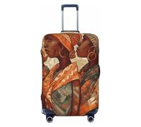 LPSRTWE Housse de bagage de voyage, anti-rayures, housse de protection élastique épaisse, lavable, housse de bagage en poterie ethnique africaine, housse pour valise de 45,7 à 81,3 cm, Noir , M