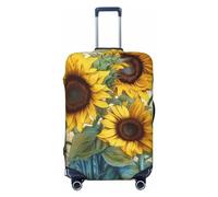 LPSRTWE Housse de bagage de voyage anti-rayures - Housse de protection élastique épaisse - Lavable - Imprimé tournesol - Convient aux bagages de 45,7 à 81,3 cm, Noir , XL