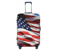 LPSRTWE Housse de bagage de voyage anti-rayures - Housse de protection élastique épaisse - Lavable - Motif drapeau américain - Pour bagages de 45,7 à 81,3 cm, Noir , M