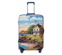 LPSRTWE Housse de bagage de voyage anti-rayures - Housse de protection élastique épaisse - Lavable - Phare côtier - Pour bagages de 45,7 à 81,3 cm, Noir , L