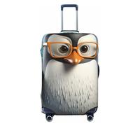 LPSRTWE Housse de bagage de voyage anti-rayures - Housse de protection élastique épaisse - Lavable - Pingouin avec lunettes - Convient aux bagages de 45,7 à 81,3 cm, Noir , S