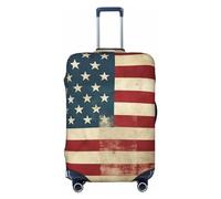 LPSRTWE Housse de bagage de voyage anti-rayures - Housse de protection élastique épaisse - Lavable - Style vintage - Drapeau américain - Pour valise de 45,7 à 81,3 cm, Noir , S