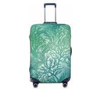 LPSRTWE Housse de bagage de voyage anti-rayures - Housse de protection élastique épaisse - Lavable - Vert mer - Algues - Convient aux bagages de 45,7 à 81,3 cm, noir, Large