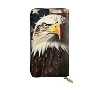 LPSRTWE Portefeuille ultra fin en cuir pour femme avec drapeau aigle à tête blanche pour vétérans, porte-monnaie, porte-cartes de crédit, pochette à deux volets, noir, taille unique, classique, Noir