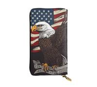 LPSRTWE Portefeuille ultra fin en cuir pour femme avec motif aigle patriotique américain avec drapeau américain, porte-monnaie, porte-cartes de crédit, pochette à deux volets, noir, taille unique