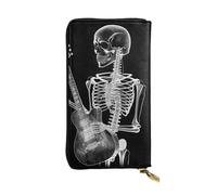 LPSRTWE Portefeuille ultra fin en cuir pour femme avec tête de mort abstrait pour jouer de la guitare, porte-monnaie, porte-cartes de crédit, pochette à deux volets, noir, taille unique, classique