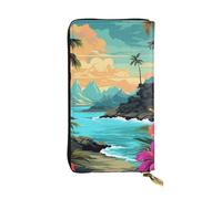 LPSRTWE Portefeuille ultra fin en cuir pour femme Hello Hawaï Long porte-monnaie porte-cartes de crédit Pochette à deux volets, noir, taille unique, classique, Noir , Taille unique, Classique