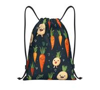 LPSRTWE Sac à dos étanche avec cordon de serrage - Motif carotte - Léger - Pour le sport et la gym, Noir/blanc, M