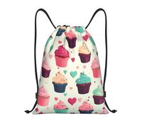 LPSRTWE Sac à dos étanche avec cordon de serrage pour cupcakes, bonbons, bonbons, bonbons, sport, gym, Noir/blanc, M