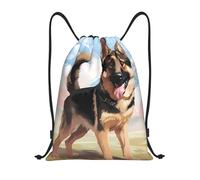 LPSRTWE Sac à dos étanche avec cordon de serrage pour les amateurs de chiens de berger allemand, sac à dos léger pour le sport, la gym, Noir/blanc, M