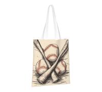 LPSRTWE Sac fourre-tout en toile robuste réutilisable avec battes de baseball dessinées à la main et sacs cadeaux pour femmes