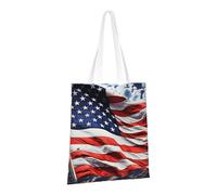 LPSRTWE Sac fourre-tout en toile robuste réutilisable avec drapeau américain pour femme, noir, taille unique