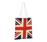 LPSRTWE Sac fourre-tout en toile robuste réutilisable avec drapeau du Royaume-Uni