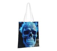 LPSRTWE Sac fourre-tout en toile robuste réutilisable avec impression 3D Motif crâne bleu