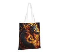 LPSRTWE Sac fourre-tout en toile robuste réutilisable avec motif dragon chinois pour femme, noir, taille unique