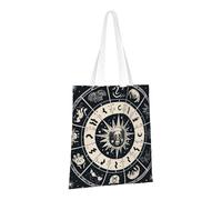 LPSRTWE Sac fourre-tout en toile robuste réutilisable avec signe astrologique pour femme