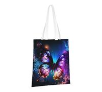 LPSRTWE Sac fourre-tout en toile robuste réutilisable - Beau sac cadeau papillon lumineux pour femme - Noir - Taille unique