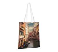 LPSRTWE Sac fourre-tout en toile robuste, réutilisable, beau sac de courses avec vue sur le canal de Venise, sacs cadeaux pour femme