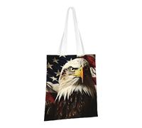 LPSRTWE Sac fourre-tout en toile robuste réutilisable pour courses, aigle à tête blanche, drapeau des vétérans, sacs cadeaux pour femmes