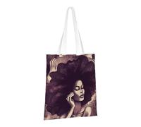 LPSRTWE Sac fourre-tout en toile robuste réutilisable pour courses, cheveux africains, sacs cadeaux pour femme
