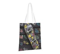 LPSRTWE Sac fourre-tout en toile robuste réutilisable pour courses, graffiti, planche à roulettes, cadeau pour femme, noir, taille unique