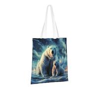 LPSRTWE Sac fourre-tout en toile robuste réutilisable pour courses, ours polaires, aurores boréales, cadeaux pour femme