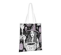 LPSRTWE Sac fourre-tout en toile robuste réutilisable pour courses, sorcière, sorcellerie, bohème, cadeau pour femme, noir, taille unique