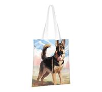 LPSRTWE Sac fourre-tout en toile robuste réutilisable pour les courses de berger allemand, sacs cadeaux pour femmes