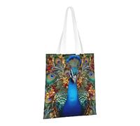 LPSRTWE Sac fourre-tout en toile robuste, réutilisable, sac d'épicerie, sac cadeau élégant paon pour femme