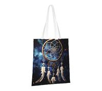 LPSRTWE Sac fourre-tout en toile robuste, réutilisable, sac d'épicerie, sac de courses blanc fantaisie attrape-rêves, sacs cadeaux pour femmes