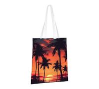 LPSRTWE Sac fourre-tout en toile robuste, réutilisable, sac d'épicerie, sac de courses motif palmier, coucher de soleil d'été, sacs cadeaux pour femmes