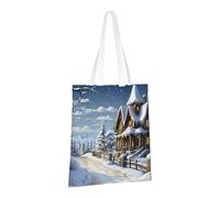 LPSRTWE Sac fourre-tout en toile robuste, réutilisable, sac d'épicerie, sac de courses pour Noël, hiver, scène heureuse, sacs cadeaux pour femmes