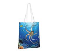 LPSRTWE Sac fourre-tout en toile robuste, réutilisable, sac d'épicerie, sacs cadeaux de biologie marine, pour femme, noir, taille unique