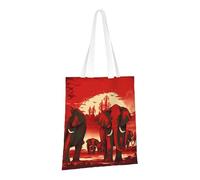 LPSRTWE Sac fourre-tout en toile robuste, réutilisable, sac d'épicerie, sacs cadeaux éléphants, rouge pour femme